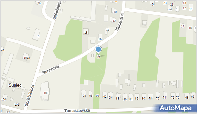 Susiec, Słoneczna, 15, mapa Susiec