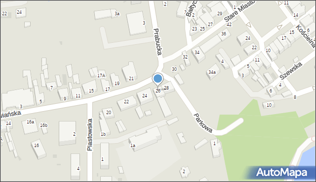 Susz, Słowiańska, 26, mapa Susz