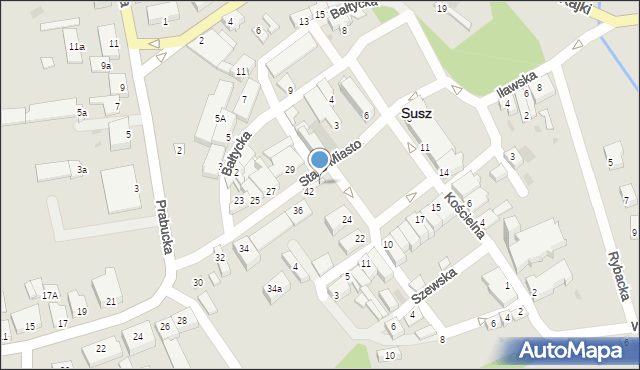 Susz, Słowiańska, 44, mapa Susz
