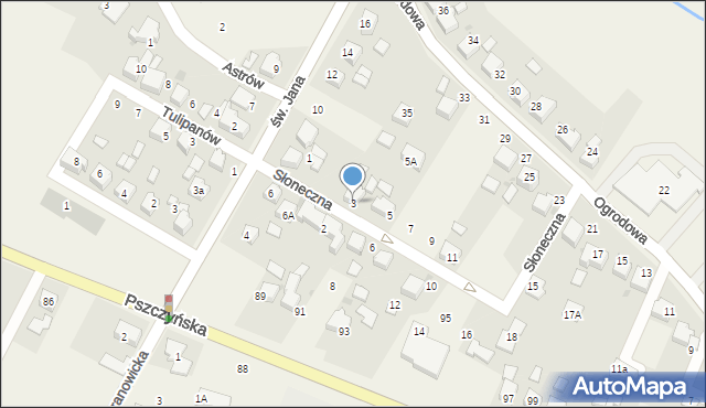 Suszec, Słoneczna, 3, mapa Suszec