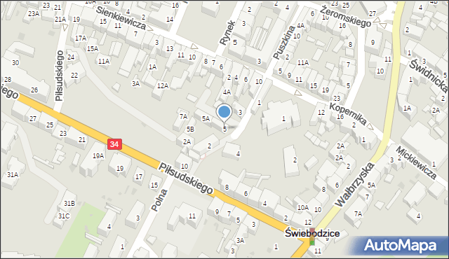 Świebodzice, Słowackiego Juliusza, 5, mapa Świebodzice