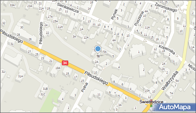 Świebodzice, Słowackiego Juliusza, 5B, mapa Świebodzice