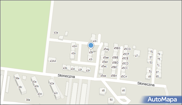 Świebodzin, Słoneczna, 43k, mapa Świebodzin