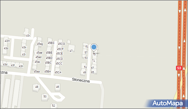 Świebodzin, Słoneczna, 75, mapa Świebodzin