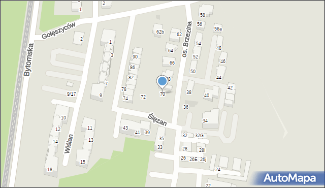 Świętochłowice, Ślęzan, 70, mapa Świętochłowice