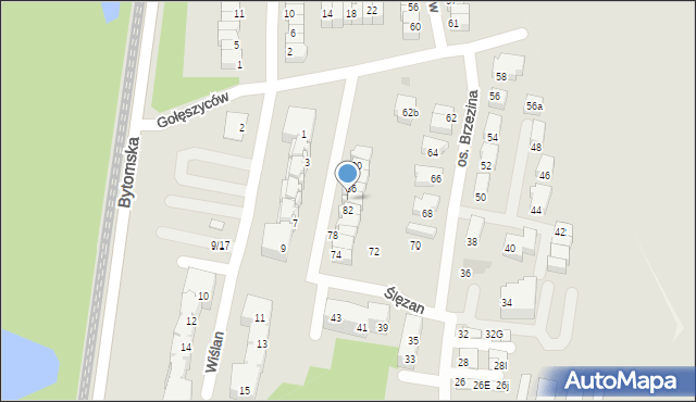 Świętochłowice, Ślęzan, 84, mapa Świętochłowice