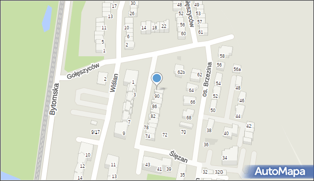 Świętochłowice, Ślęzan, 92, mapa Świętochłowice