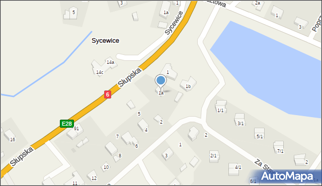 Sycewice, Słupska, 1a, mapa Sycewice