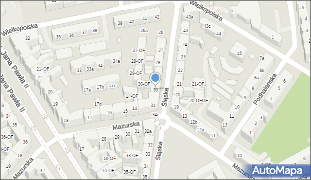 Szczecin, Śląska, 30, mapa Szczecina