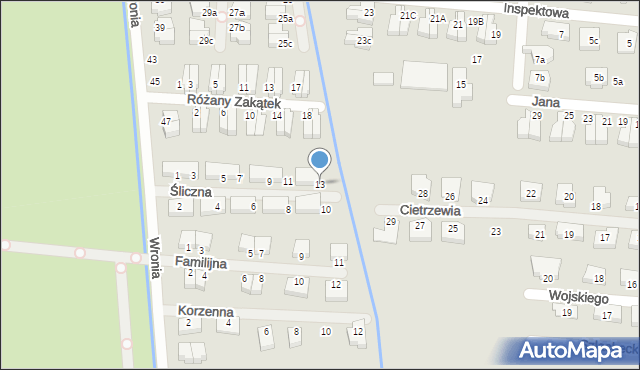 Szczecin, Śliczna, 13, mapa Szczecina