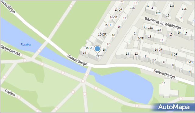 Szczecin, Słowackiego Juliusza, 14, mapa Szczecina