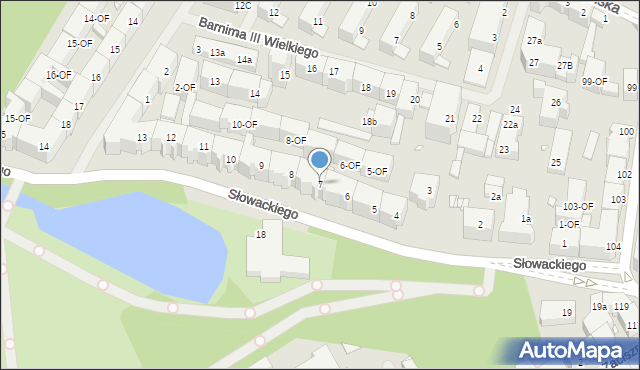 Szczecin, Słowackiego Juliusza, 7, mapa Szczecina