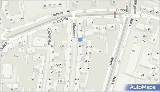 Szczecin, Sławomira, 18, mapa Szczecina