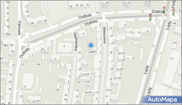 Szczecin, Sławomira, 3-OF, mapa Szczecina