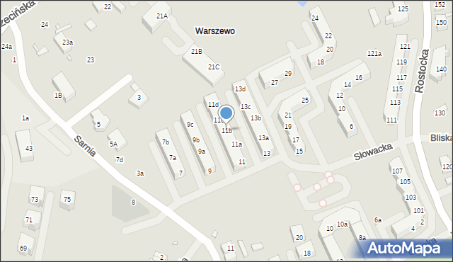 Szczecin, Słowacka, 11b, mapa Szczecina