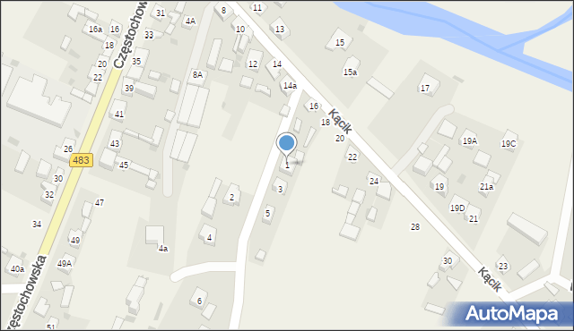 Szczerców, Słoneczna, 1, mapa Szczerców