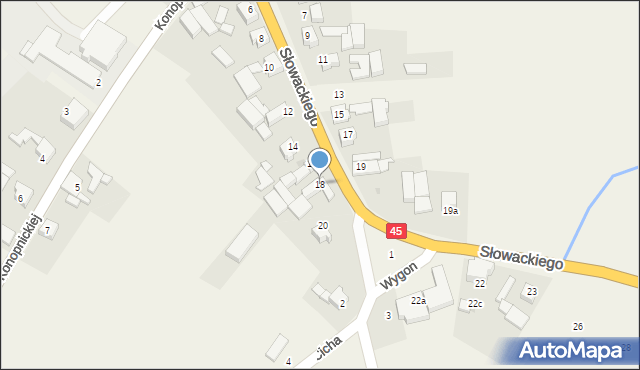 Szonowice, Słowackiego Juliusza, 18, mapa Szonowice