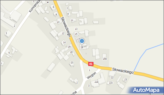 Szonowice, Słowackiego Juliusza, 19, mapa Szonowice