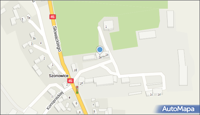 Szonowice, Słowackiego Juliusza, 1a, mapa Szonowice