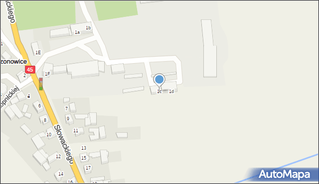 Szonowice, Słowackiego Juliusza, 1c, mapa Szonowice