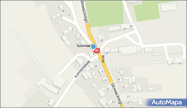 Szonowice, Słowackiego Juliusza, 2, mapa Szonowice