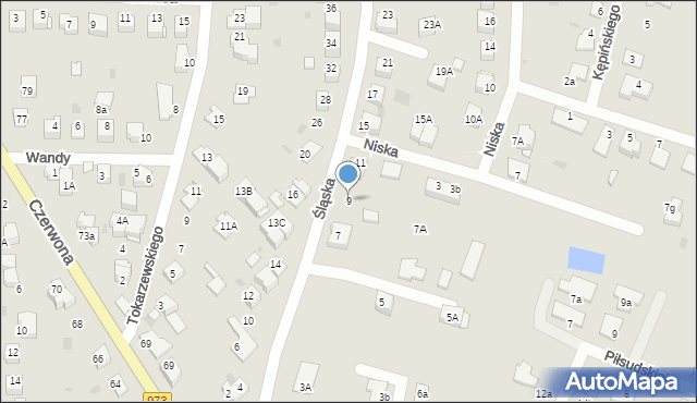 Tarnów, Śląska, 9, mapa Tarnów