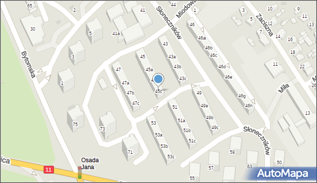 Tarnowskie Góry, Słoneczników, 45c, mapa Tarnowskie Góry