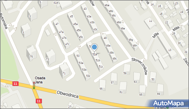 Tarnowskie Góry, Słoneczników, 51a, mapa Tarnowskie Góry