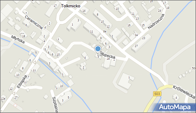 Tolkmicko, Słupecka, 3, mapa Tolkmicko