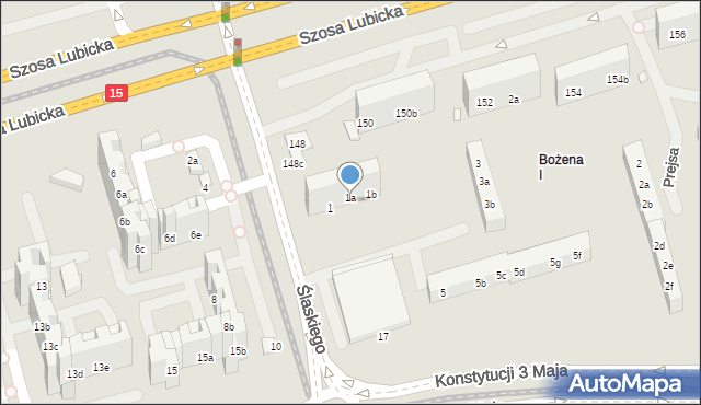 Toruń, Ślaskiego Ludwika, 1a, mapa Torunia
