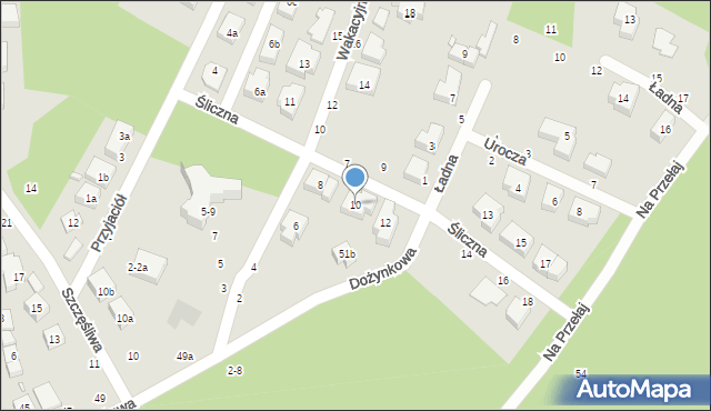 Toruń, Śliczna, 10, mapa Torunia