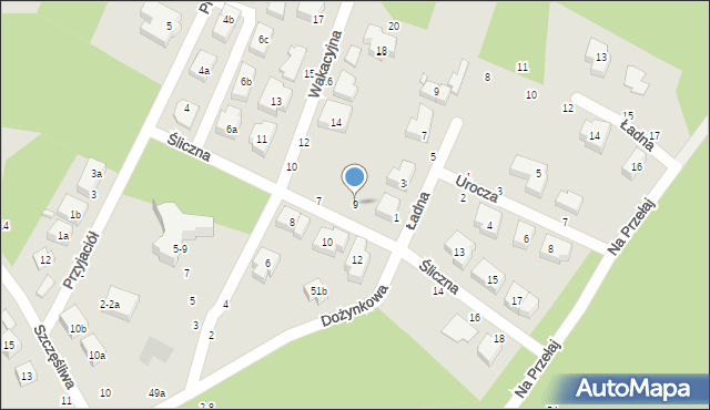 Toruń, Śliczna, 9, mapa Torunia