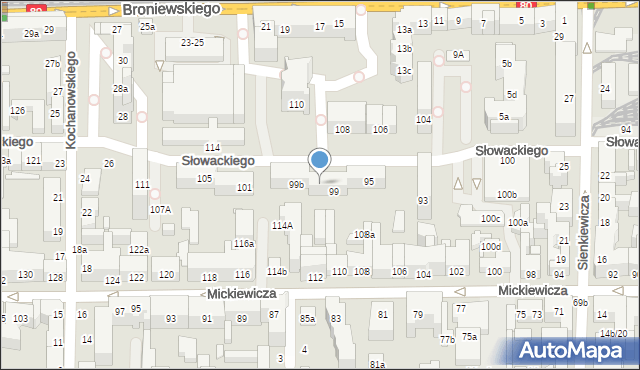 Toruń, Słowackiego Juliusza, 99a, mapa Torunia