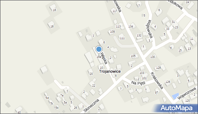 Trojanowice, Słoneczna, 10a, mapa Trojanowice