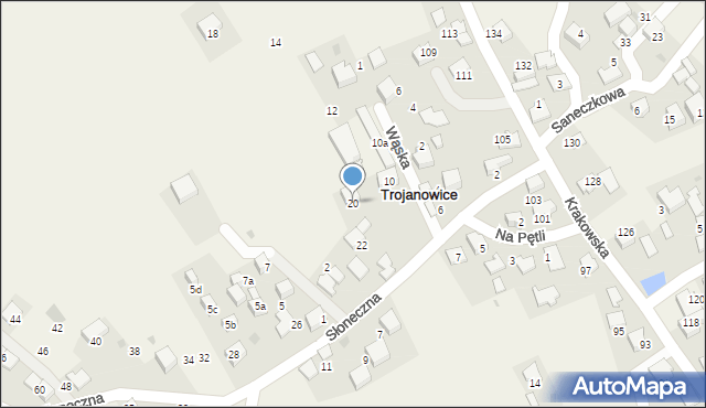 Trojanowice, Słoneczna, 20, mapa Trojanowice