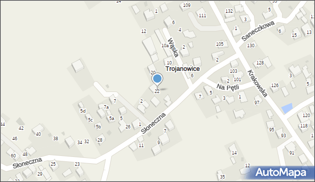 Trojanowice, Słoneczna, 22, mapa Trojanowice