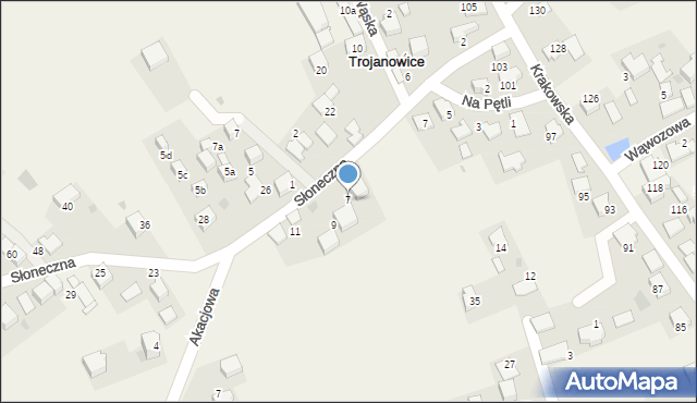 Trojanowice, Słoneczna, 7, mapa Trojanowice