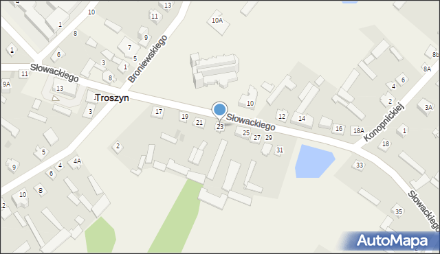 Troszyn, Słowackiego Juliusza, 23, mapa Troszyn