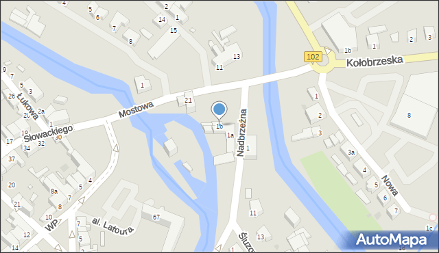 Trzebiatów, Śluzowa, 1b, mapa Trzebiatów