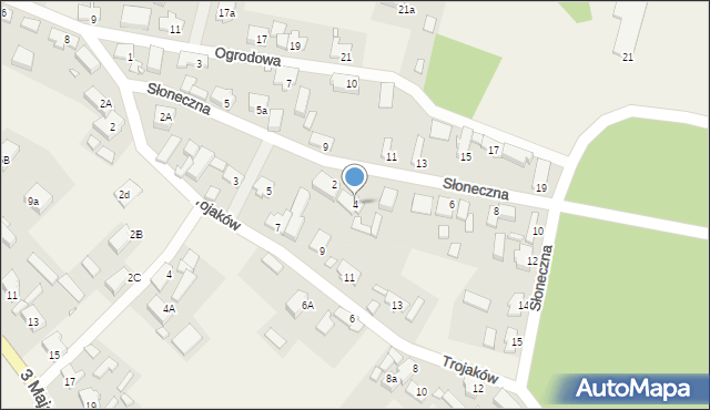 Trzebiechów, Słoneczna, 4, mapa Trzebiechów