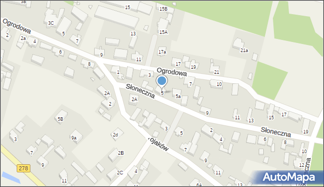 Trzebiechów, Słoneczna, 5, mapa Trzebiechów