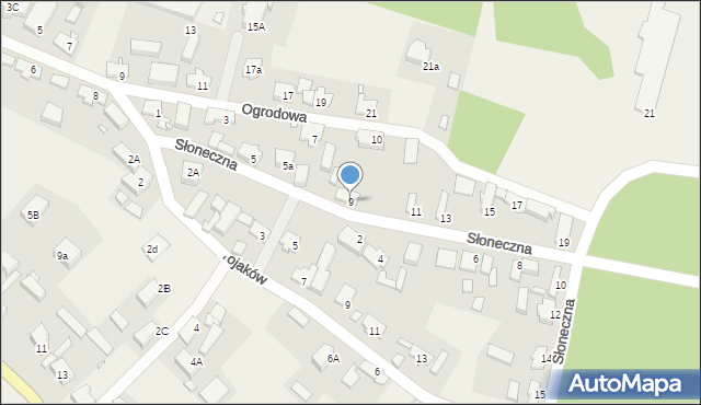 Trzebiechów, Słoneczna, 9, mapa Trzebiechów