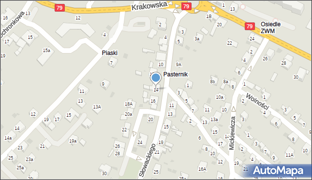 Trzebinia, Słowackiego Juliusza, 14, mapa Trzebinia