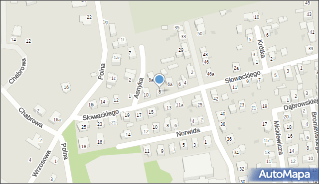 Trzebnica, Słowackiego Juliusza, 8, mapa Trzebnica