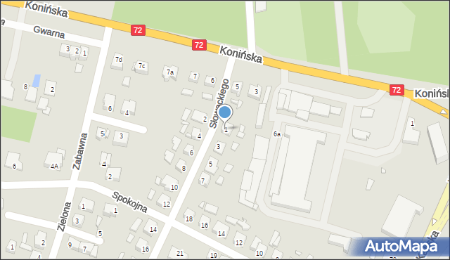 Turek, Słowackiego Juliusza, 1, mapa Turka