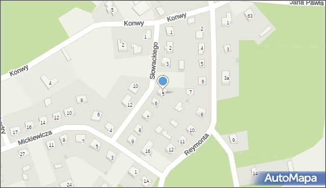Turośl, Słowackiego Juliusza, 5, mapa Turośl