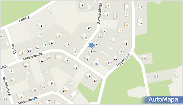 Turośl, Słowackiego Juliusza, 8, mapa Turośl