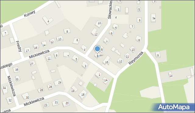 Turośl, Słowackiego Juliusza, 9, mapa Turośl