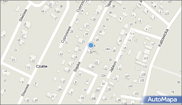 Tychy, Śląska, 24, mapa Tychów