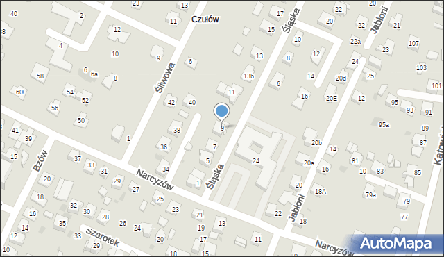 Tychy, Śląska, 9, mapa Tychów